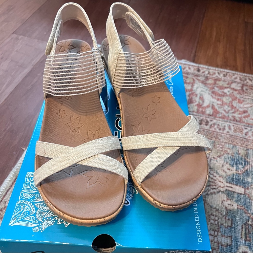Skechers Women's Beige Wedge Sandals